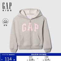 Gap 女童秋季款刺绣logo抓绒拉链连帽卫衣儿童装美版590786