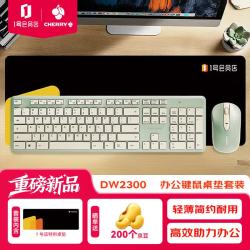 CHERRY DW2300 无线键鼠套装键盘鼠标商务办公家用轻薄机身人体工学全尺寸便携 桌垫套装 1号店特供款