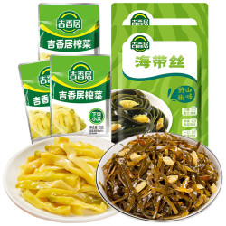 吉香居 榨菜真芯麻辣萝卜干泡椒豇豆野山椒海带丝即食组合 野山椒海带丝48g*2+榨菜15g*3
