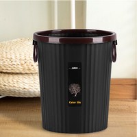无品牌 家用厨房垃圾桶 大容量无盖塑料圆桶 颜色分类：小号黑色7L单个装无送