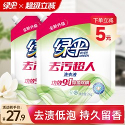绿伞 包邮绿伞洗衣液除菌除螨2kg护色深层洁净去污玉兰幽香家用 1件装