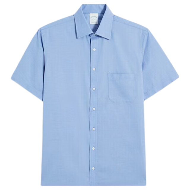 Brooks Brothers BrooksBrothers男士春秋新美式免烫修身短袖正装衬衫4003-蓝色