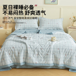 Hodo A类里外全棉夏被纯棉夏凉被空调被棉花被单人宿舍薄被子1.5*2m蓝