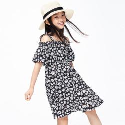 Little MO&CO. 童装夏装女童露肩碎花短袖连衣裙