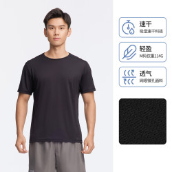 迪卡侬 短袖速干衣男训练宽松半袖上衣运动t恤男RUNM25013925黑色T恤XL