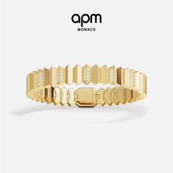 APM Monaco [夏季新品]APM Monaco金黄色波浪Up and Down手链宽版几何手饰