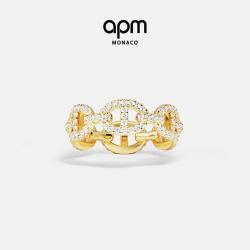 APM Monaco 金黄色Maille Marine戒指水手环扣设计感简约叠戴礼物