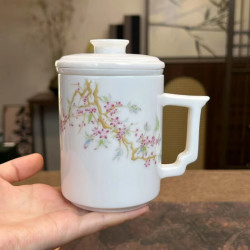 棠门 茶水分离陶瓷个人自用办公杯