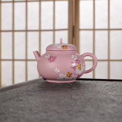 棠门 粉色女士精致描金寒梅傲雪紫砂壶