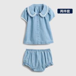 Gap 婴儿夏季款花边纯棉牛仔短袖短裤套装儿童装美版780991