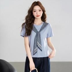 真维斯 针织短袖女装夏季上衣女式t恤宽松显瘦正肩小众休闲透气