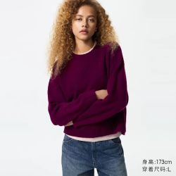 优衣库 女装舒芙蕾圆领针织衫/毛衣毛衫479157，仅剩小码