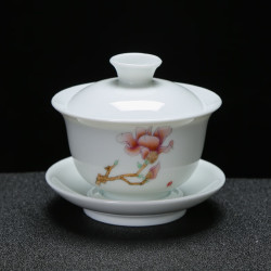 景盏 羊脂玉盖碗德化白瓷茶具