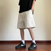月伊纺 日系工装抽绳五分短裤男士夏季宽松直筒休闲裤子青年百搭运动中裤