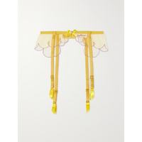 Agent Provocateur 蝴蝶结缀饰刺绣绢网吊袜腰带 黄色