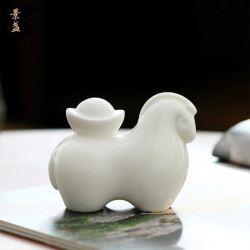 景盏 羊脂玉马上有钱茶宠