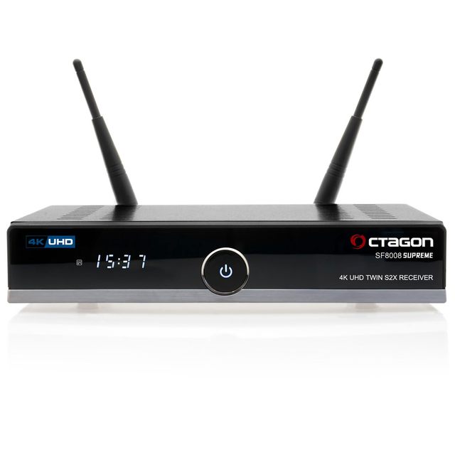 Octagon 八角形 SF8008 V3(版本 3)UHD 4K 至尊双卫星接收器,2 个 DVB-S2X 调谐器,E2 Linux 和定义操作系统,带录音功能,M.2 M 键,千兆局域网,读卡器,星期六到 IP,多 流媒体、WiF。 I