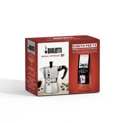 Bialetti 意式浓缩咖啡机，3 杯量（130 毫升） 外加 250 克 Perfect Moka Bialetti，非感应式，铝制，0003544