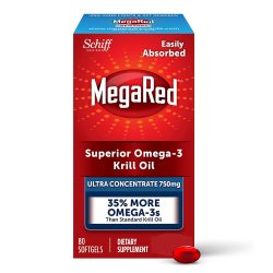 MegaRed 磷虾油营养补充剂 有助心血管健康 80粒软胶囊装 无味 纯素 1件装 适合成人(新老包装 随机发货)