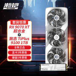 瀚铠 AMD Radeon RX 9070 XT 16GB 白色超合金显卡+致态TiPlus9100 1TB SSD