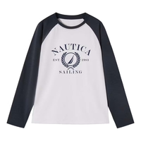 NAUTICA 美式吸湿速干儿童长袖T恤 云感撞色宽松插肩袖 多色可选
