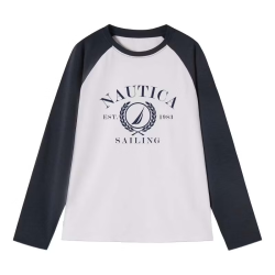NAUTICA 美式吸湿速干儿童长袖T恤 云感撞色宽松插肩袖 多色可选