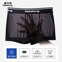 活力龙 HCPW115 黑色唇印图案 男士网纱内裤