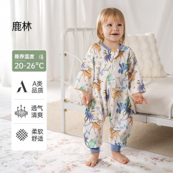 欧孕 婴儿睡袋宝宝春秋夏款纯棉防踢被子儿童分腿睡袋 鹿林 XL码 身高100-120cm()