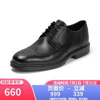 ecco 商务正装皮鞋男 布洛克鞋牛皮鞋面低帮鞋男 里斯622164 黑色 42