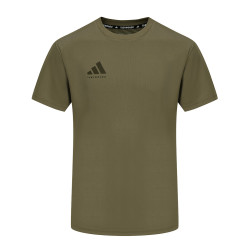 adidas 短袖男2024款夏季运动亲肤透气轻薄速干T恤 橄榄绿/绿棕色 L