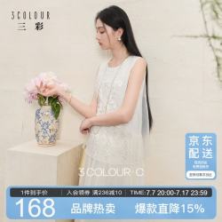 三彩 2026夏季新款新中式连衣裙假两件长裙C