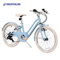 迪卡侬 自行车城市通勤单车El500公路自行车6级变速奶油蓝20寸-4821349