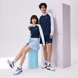 KAWASAKI 男女款羽毛球服日常运动两用圆领长袖T恤运动上衣