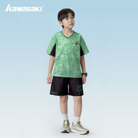 KAWASAKI 海绵宝宝联名男童羽毛球服套装运动T恤短裤