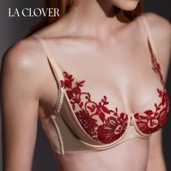 LA CLOVER 闪耀艺术家刺绣钻饰女士文胸套装LC2024108 香桃粉-薄杯 75B 165
