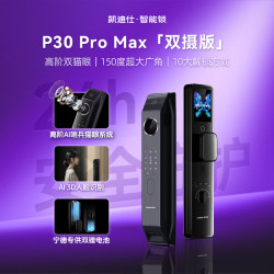 凯迪仕 P30 Pro Max 双摄 V2 AI版 人脸识别指纹金刚锁 栗色