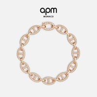 APM Monaco 玫瑰金猪鼻子手链时尚前卫珠宝奢华送女友生日礼物 玫瑰金色 M(18.5cm)
