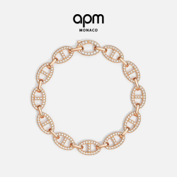 APM Monaco 玫瑰金猪鼻子手链时尚前卫珠宝奢华送女友生日礼物 玫瑰金色 M(18.5cm)