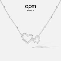 APM Monaco 爱心形可调节项链镂空女款首饰送女生女友生日礼物 白色爱心项链-可调节