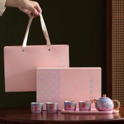 灵沐 创意带茶盘送长辈西施壶套6件