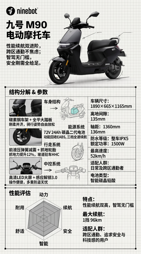 新品尝鲜、今日必买：九号 M90 电动摩托车 到店自提