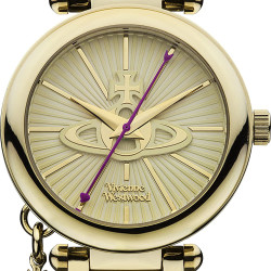 Vivienne Westwood Kensington II 女式石英手表 金色表盘不锈钢表链VV006KGD