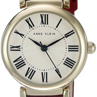 ANNE KLEIN 女士皮革表带手表 Red/Gold