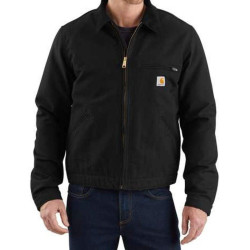 Carhartt 卡哈特男式经典底特律工装夹克 耐磨外套 103828 宽松版 中号 黑色//白色