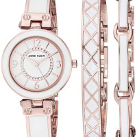 anne klein 安妮克莱因 水晶镶嵌欧美女表+手链套装 玫瑰金白色