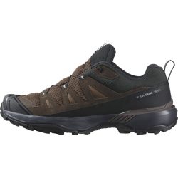 Salomon 萨洛蒙 男式 X Ultra 360 皮革 GORE-TEX 徒步鞋, Dark Earth Delicioso 鲨鱼皮