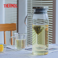 THERMOS 膳魔师 玻璃杯 &家用把手冷水壶耐热 &1L大容量 &凉水果汁桶TCG2C-1000-S-CY