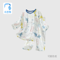 北吉熊 儿童睡衣 凉感冰丝家居服套装