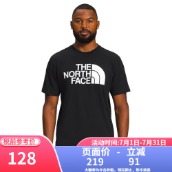 北面 TNF北面美版大logo印花纯色宽松圆领男款短袖T恤 KY4-黑色/白色
