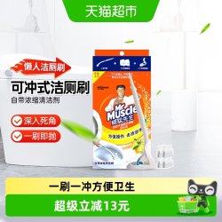 威猛先生 洁厕剂洁厕灵一次性可抛马桶刷长柄1支+4片厕所除臭除垢